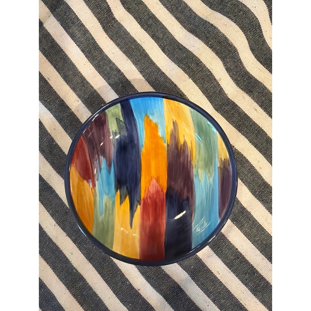 Tabletops Lifestyles Madrid Hand Painted Ceramic Dipping Bowl 4 Inch Multicolor